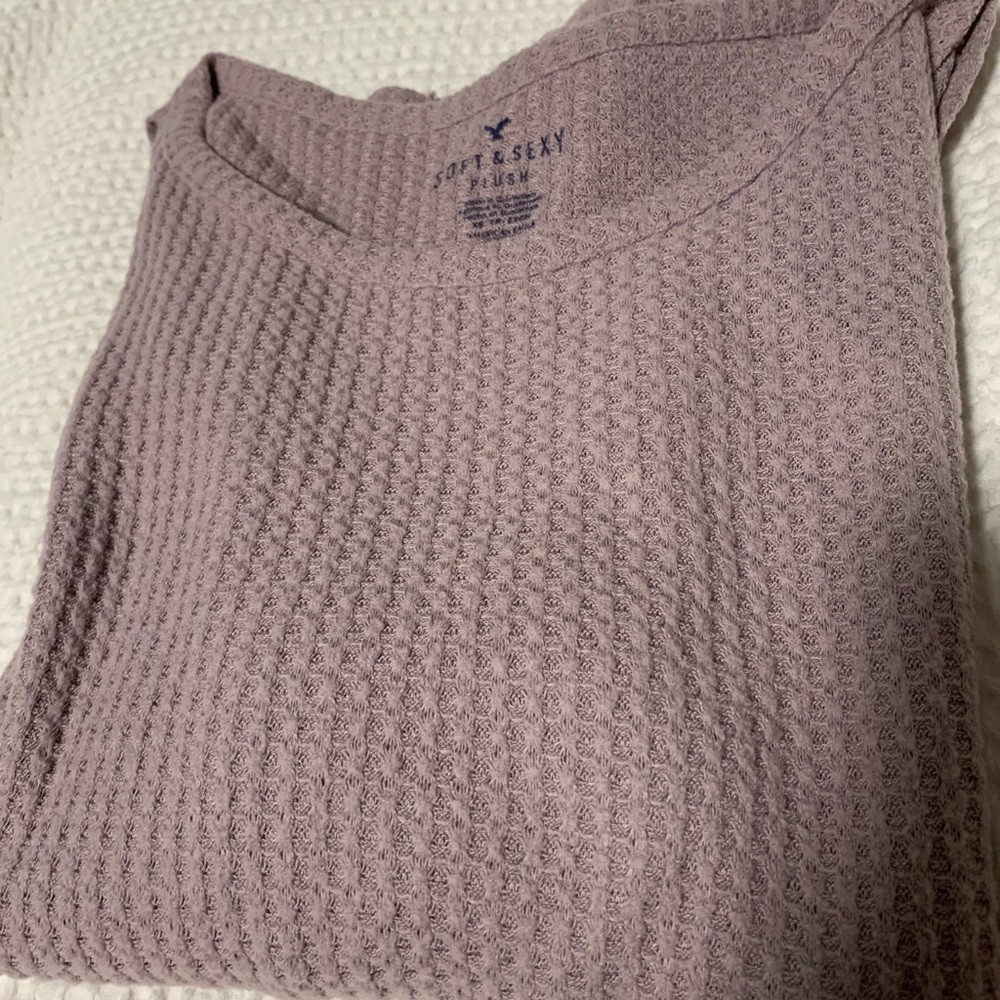 Open shoulder waffle knit sweater